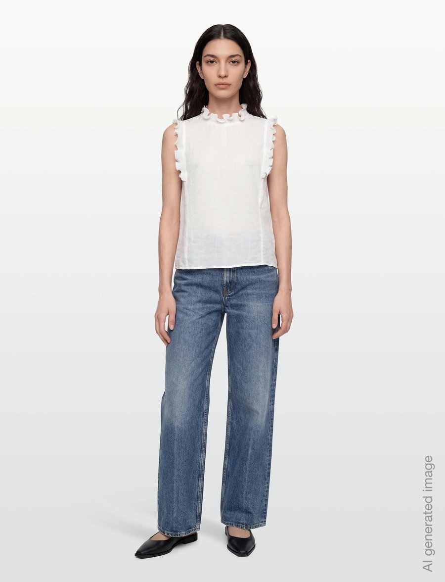Coster Copenhagen - Top with ruffles - Ärmlösa blusar - white - 0