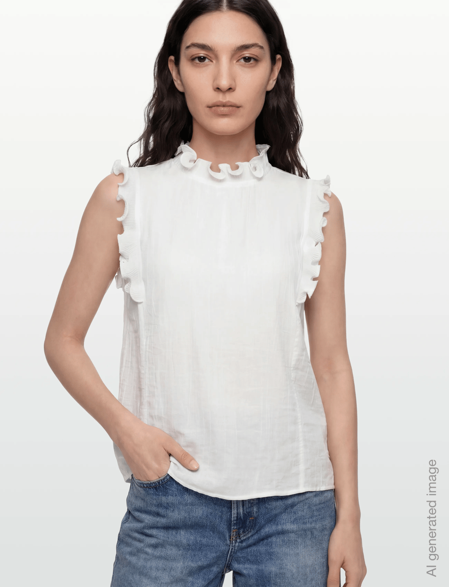 Coster Copenhagen - Top with ruffles - Ärmlösa blusar - white - 3
