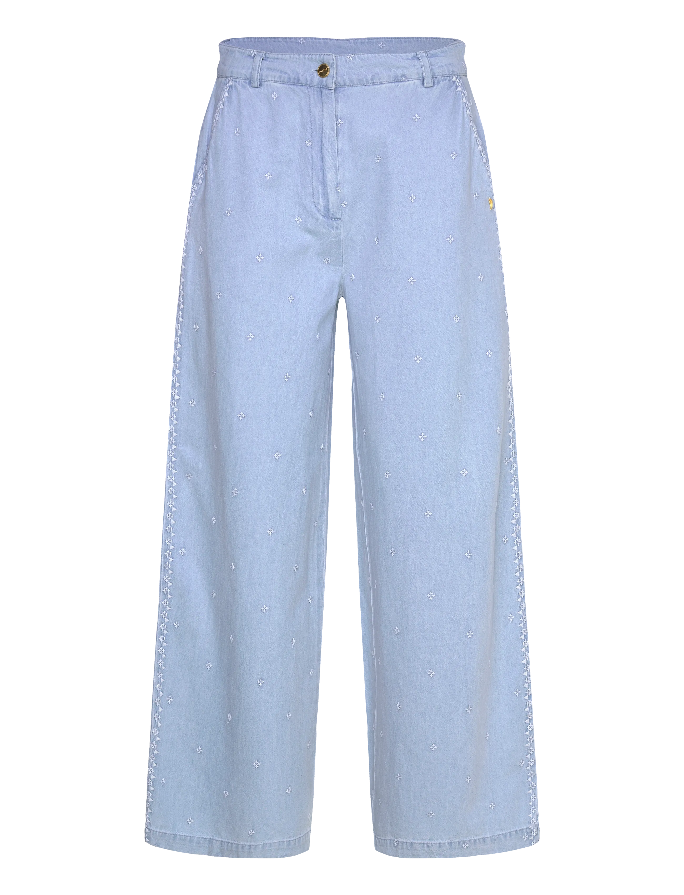 Coster Copenhagen Denim pants with embroidery - Petra - Kleidung - LIGHT BLUE DENIM / blue