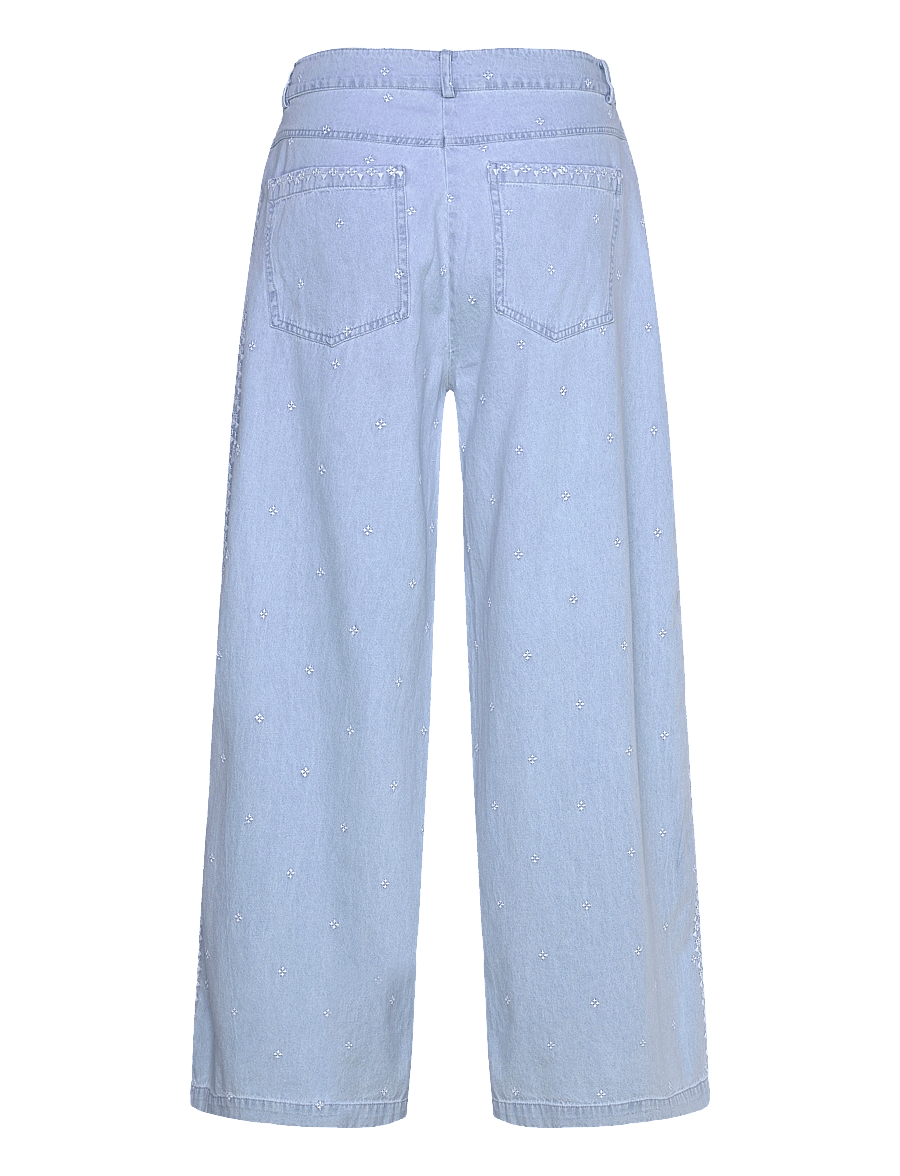 Coster Copenhagen - Denim pants with embroidery - Petra - brede jeans - light blue denim - 2