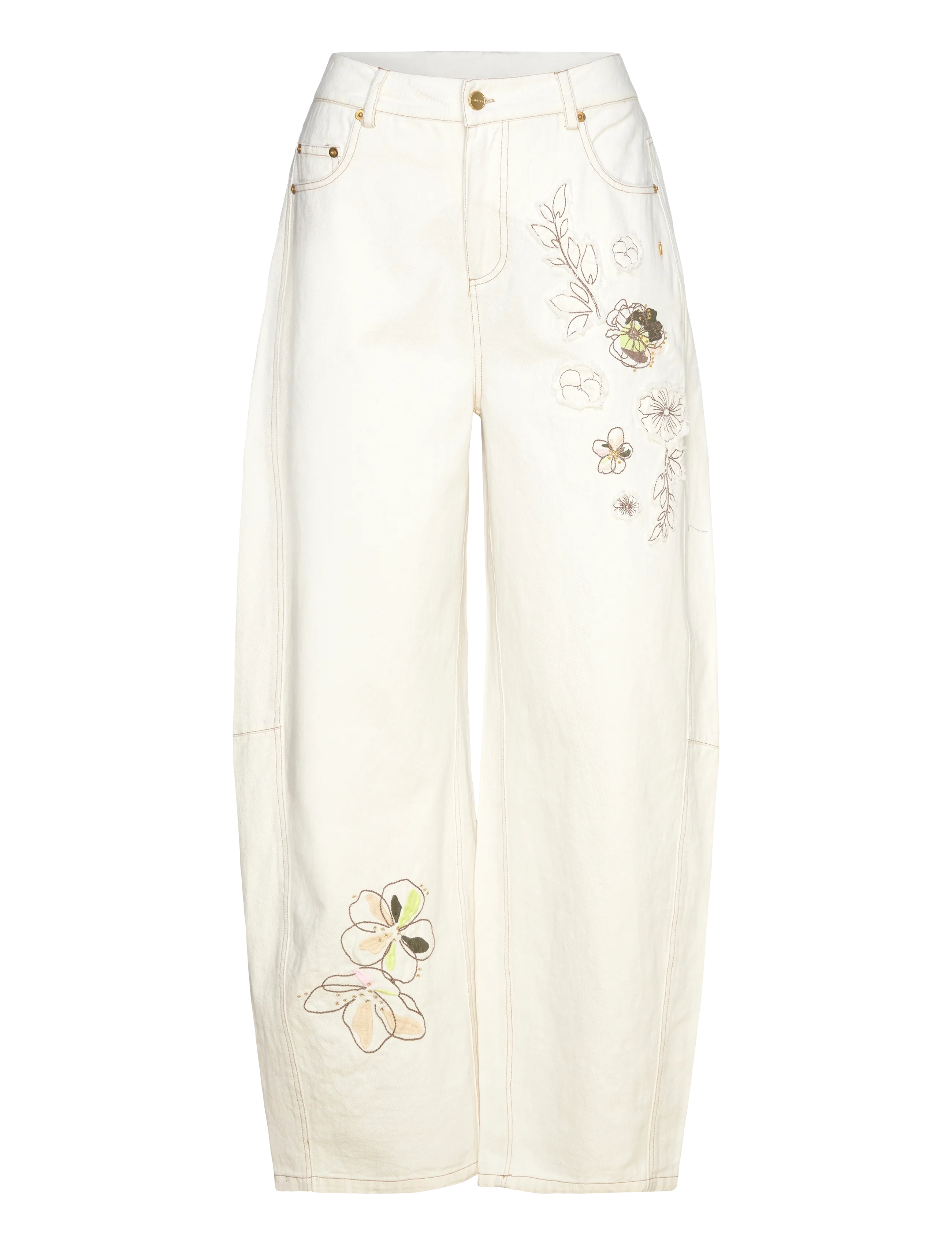 Coster Copenhagen Embroidered pants - Anna fit - Kleidung - PEARL / cream