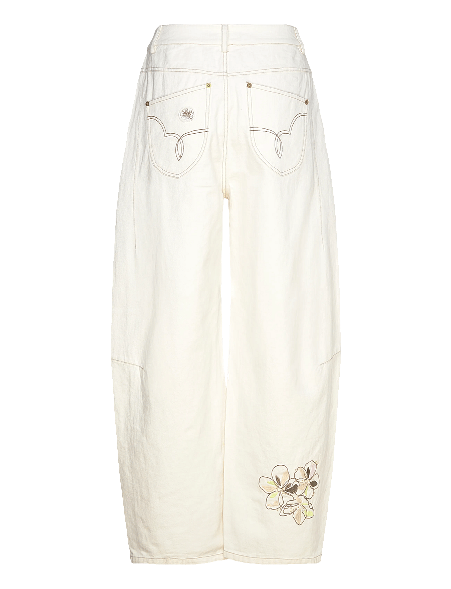 Coster Copenhagen - Embroidered pants - Anna fit - barrel-farkut - pearl - 2