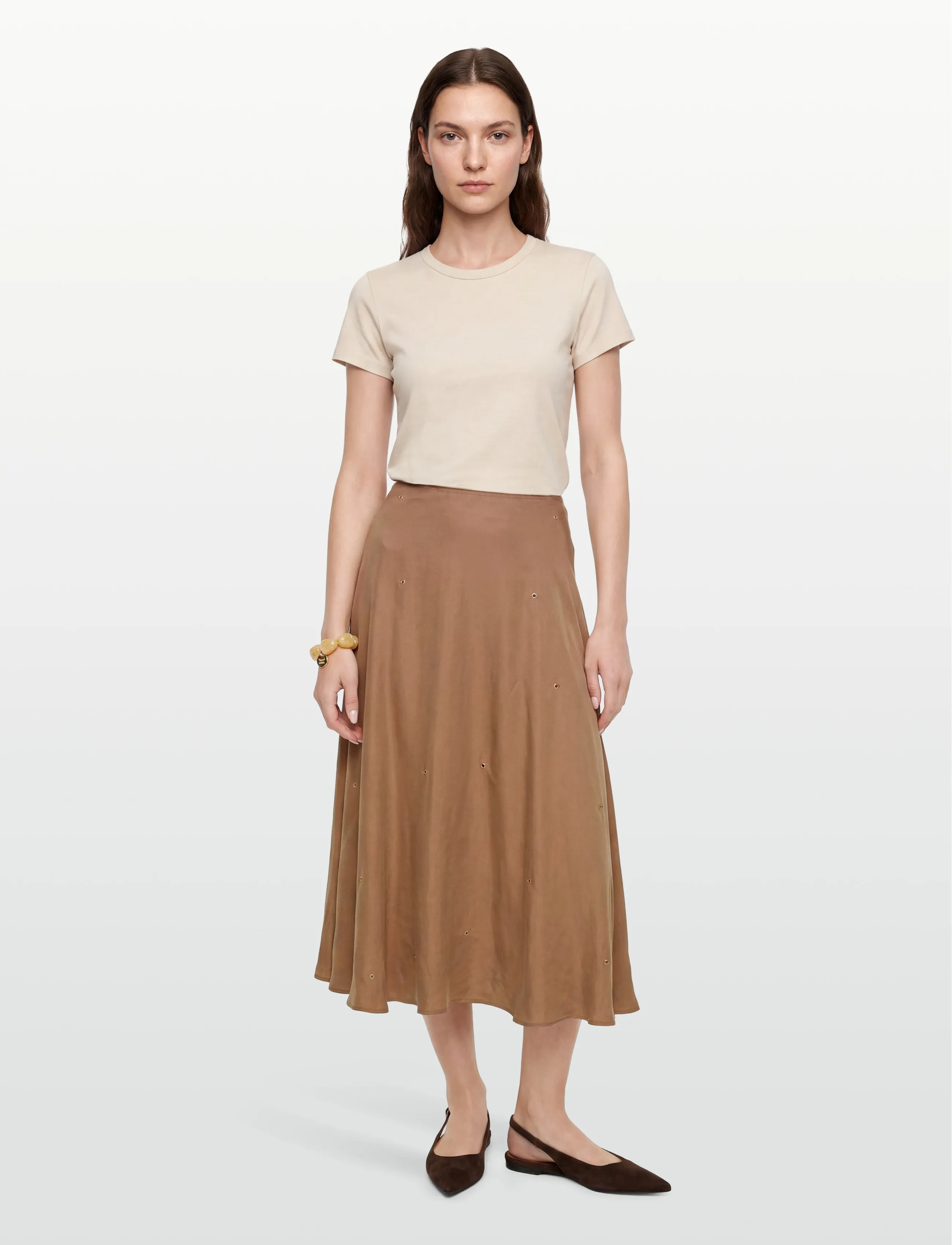 Coster Copenhagen Skirt with eyelets - Spódnice - GOLDEN LATTE / brown