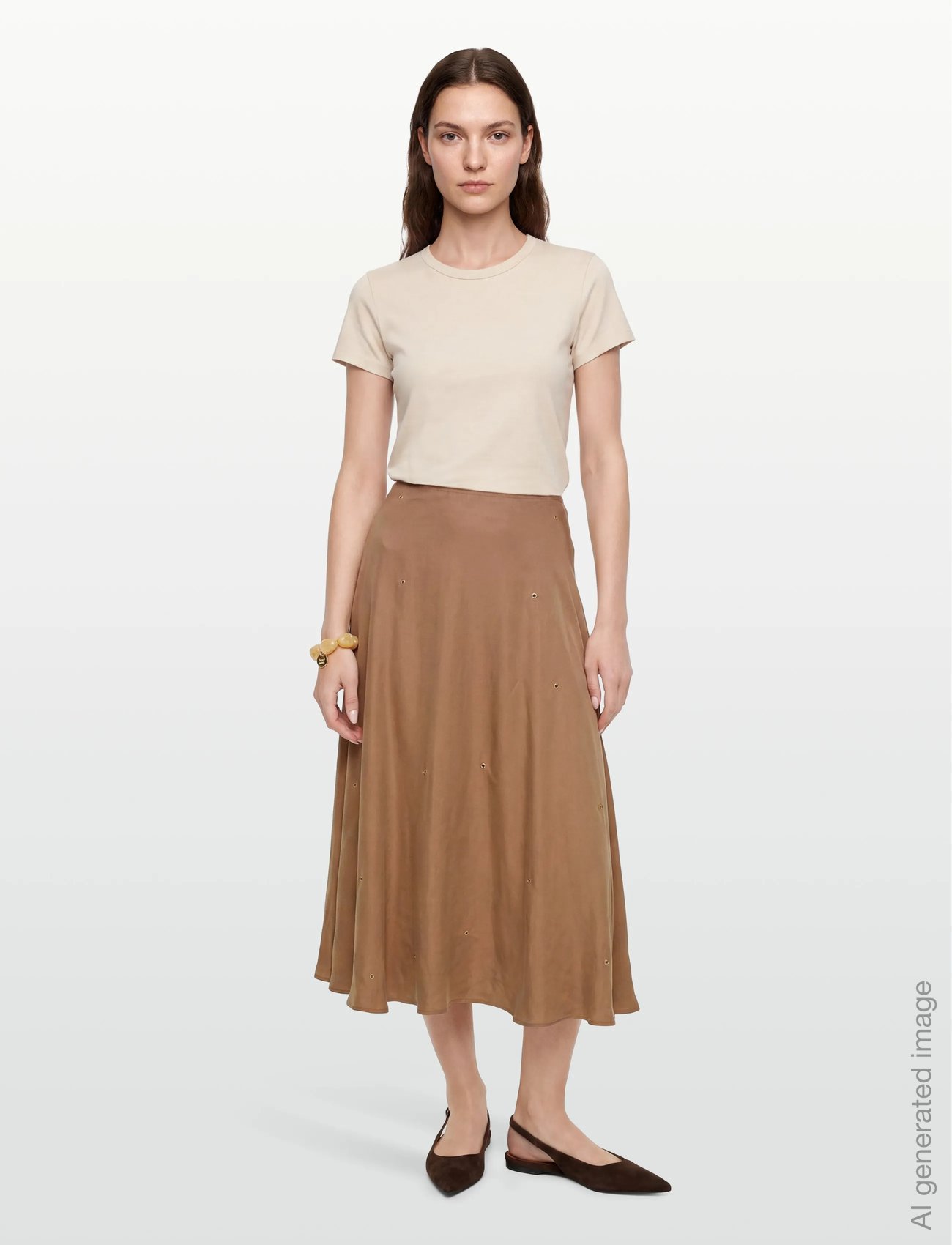 Skirt with eyelets - GOLDEN LATTE