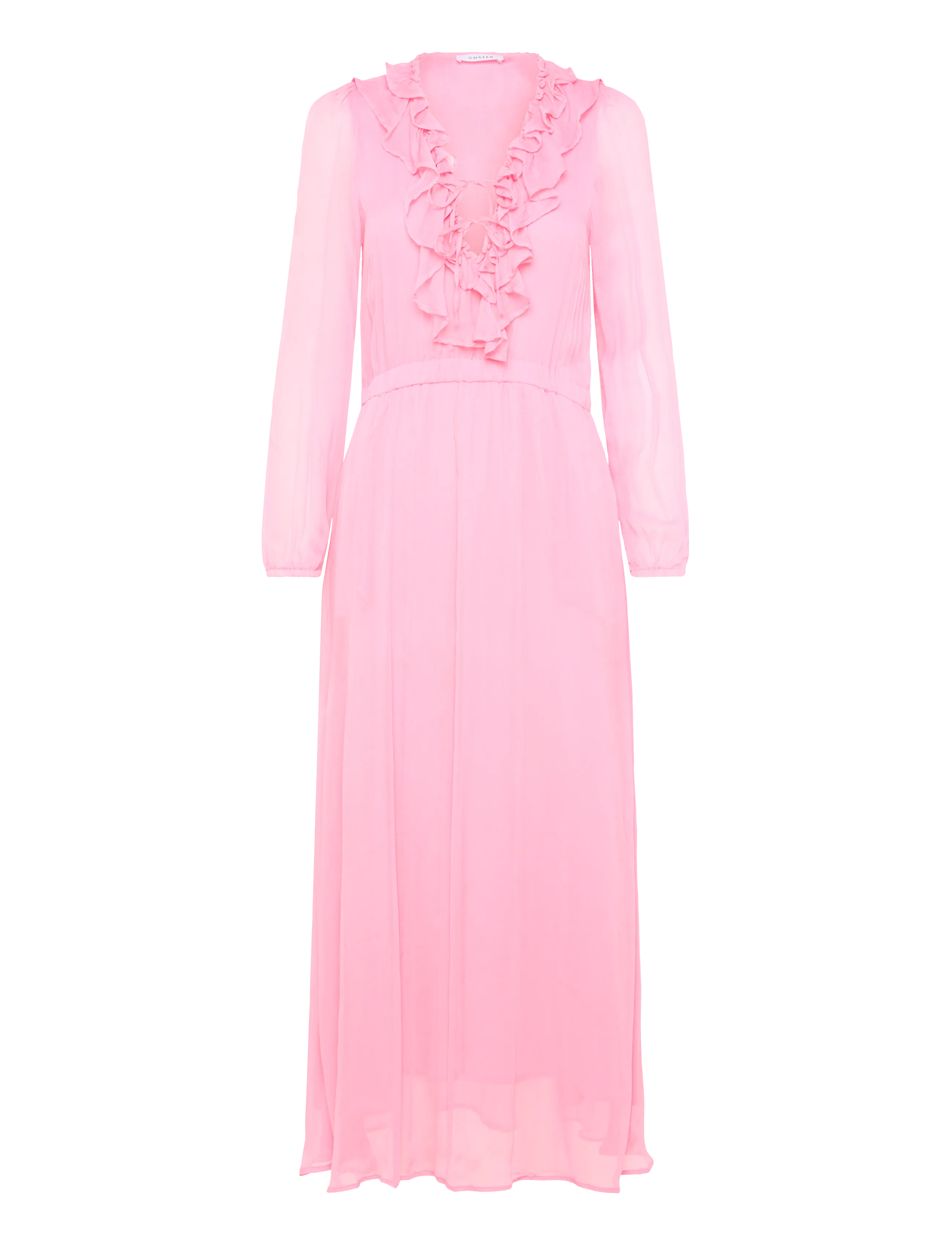 Coster Copenhagen Long ruffle dress - Kjoler - FUSCHIA / pink/rose