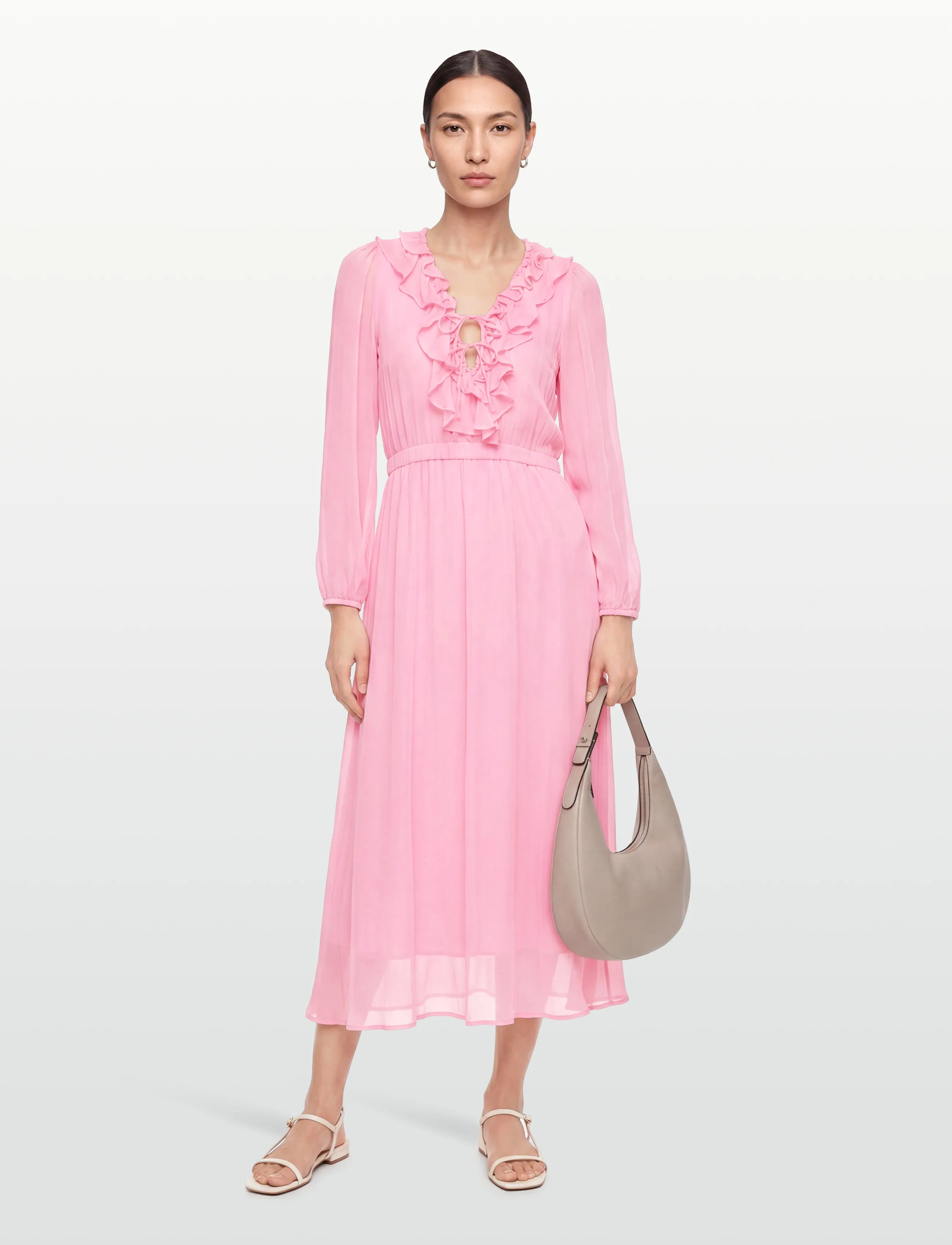 Coster Copenhagen Long ruffle dress - Dresses - FUSCHIA / pink/rose