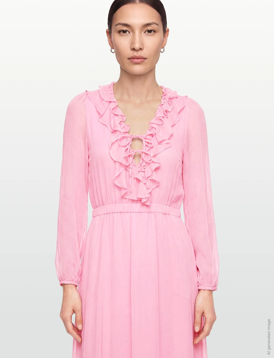 Coster Copenhagen - Long ruffle dress - zomerjurken - fuschia - 3