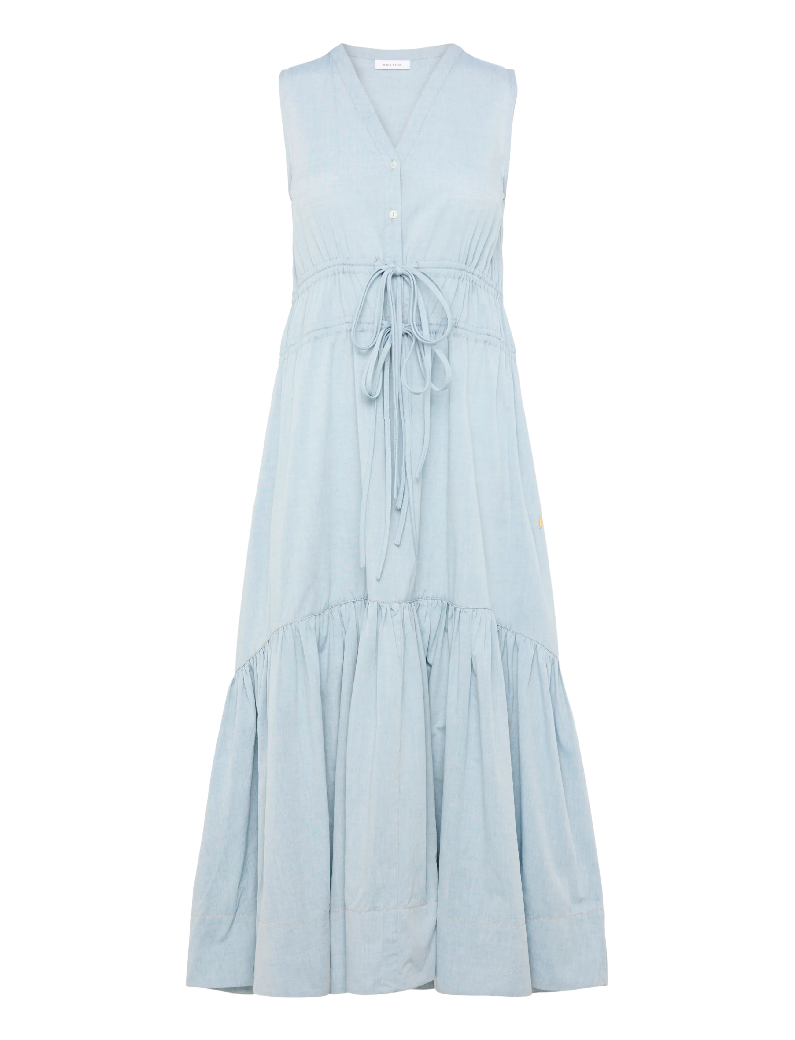 COSTER COPENHAGEN Maxi Kleid With Bows Blau - 36 - Damen