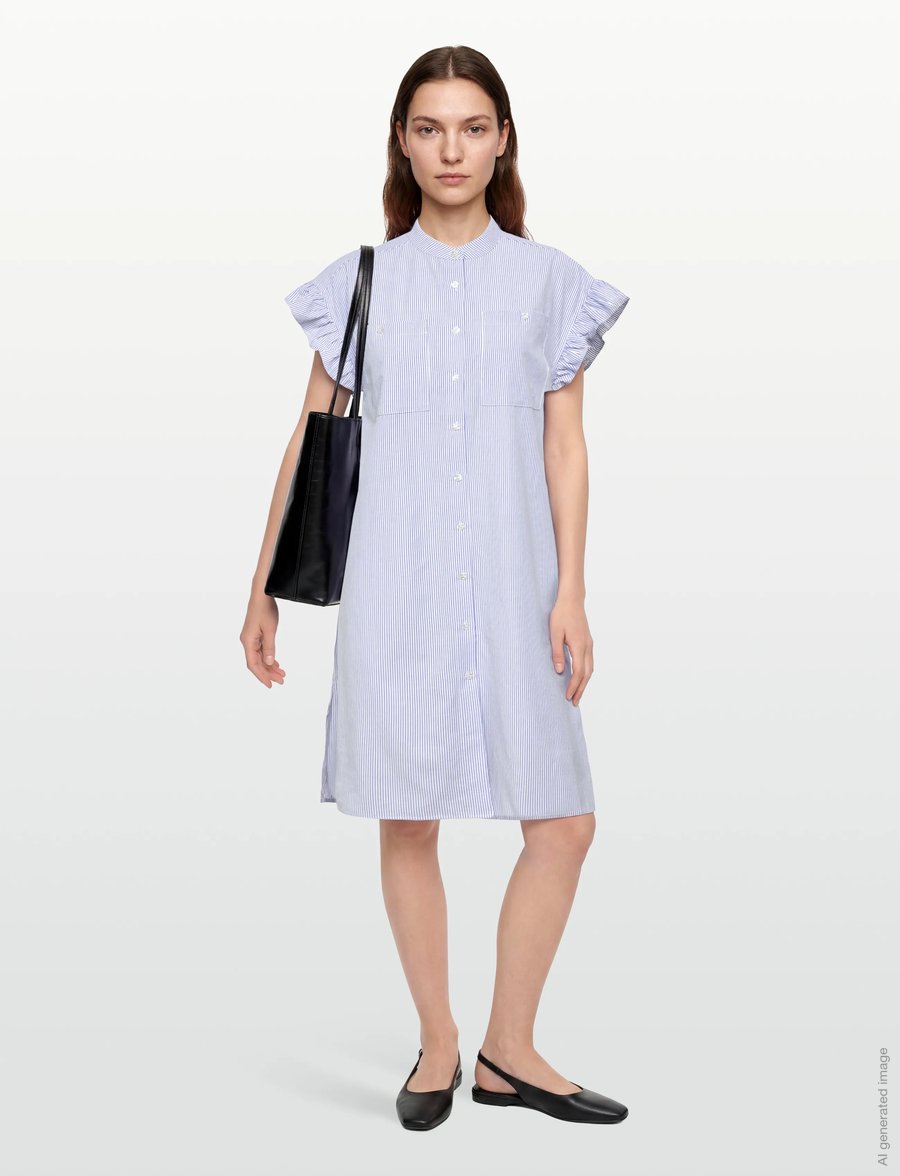 Coster Copenhagen - GWEN striped shirt dress - skjortekjoler - blue stripes - 0