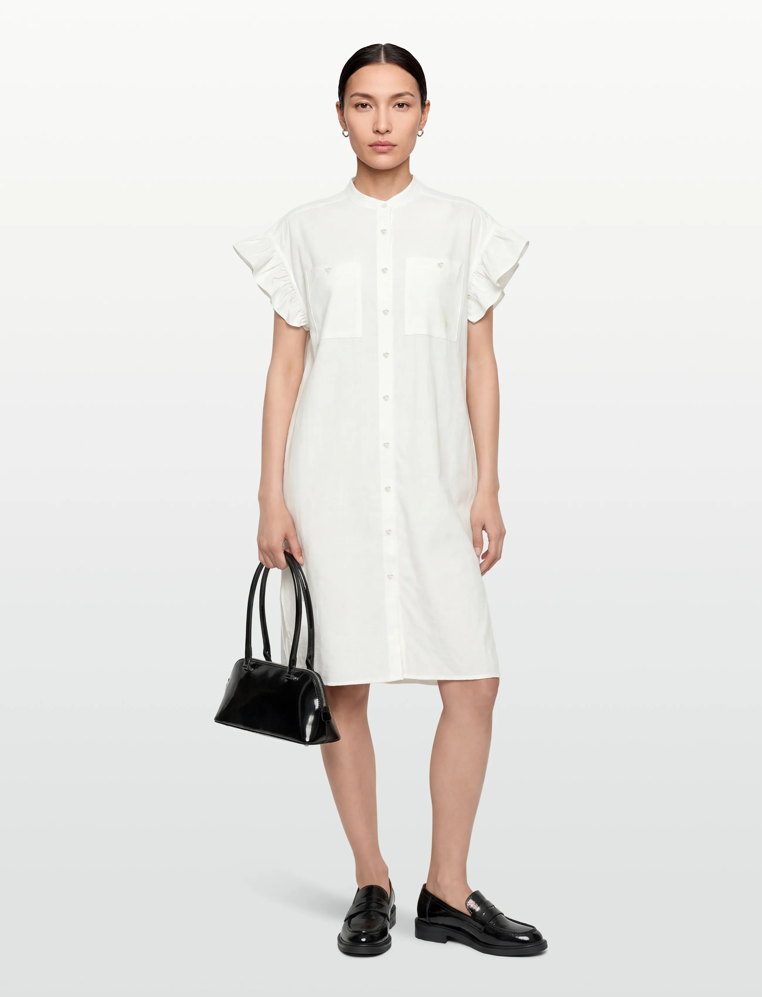 Coster Copenhagen Gwen Solid Shirt Dress, Kvinder, Flæseærmet Skjortekjole, Hvid, Str: 40