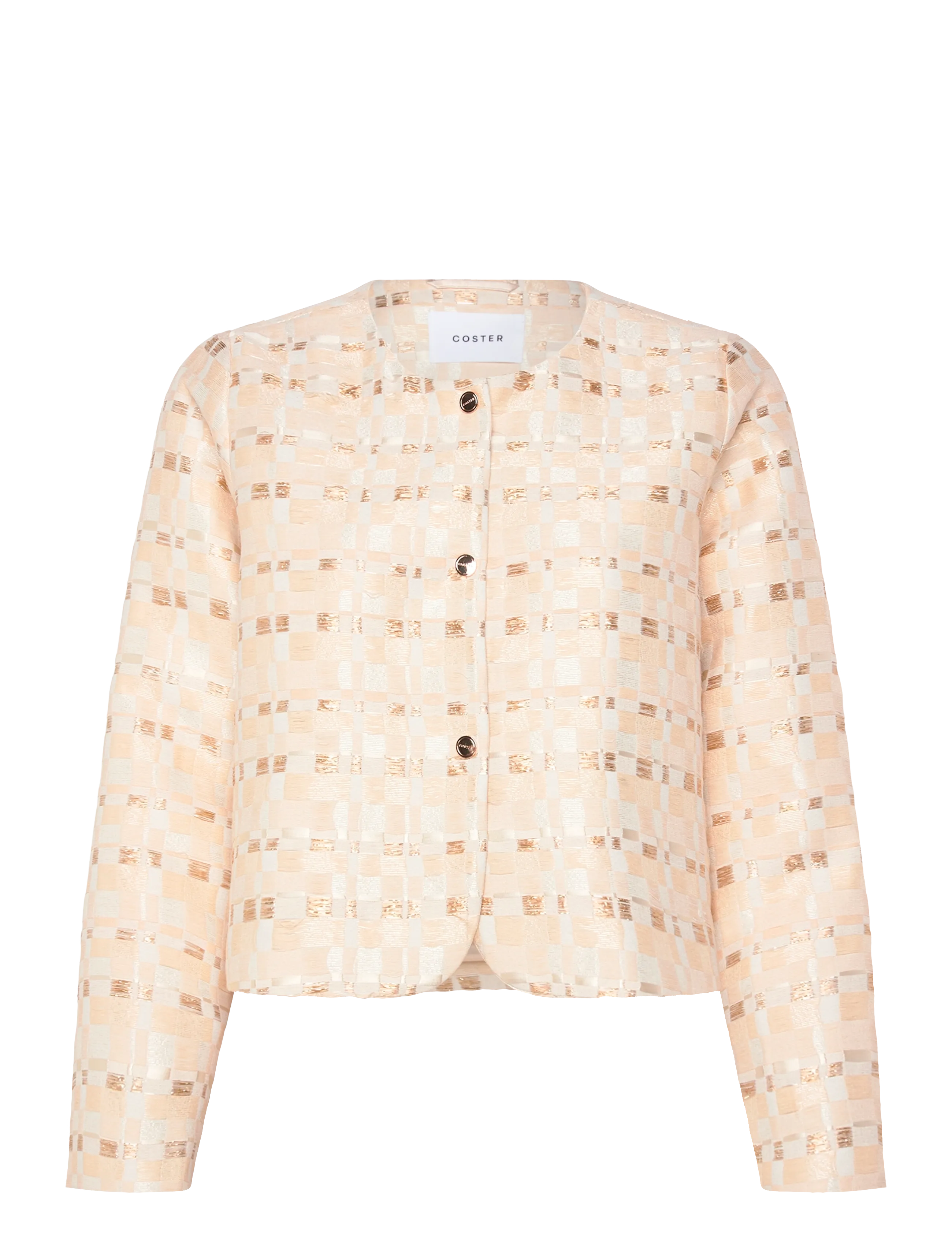 COSTER COPENHAGEN Shimmer Jacquard Jacke Beige - 38 - Damen