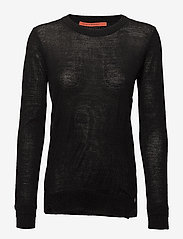 Round neck knit top merino (Basic) - BLACK