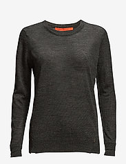 Round neck knit top merino (Basic) - DARK GREY MELANGE