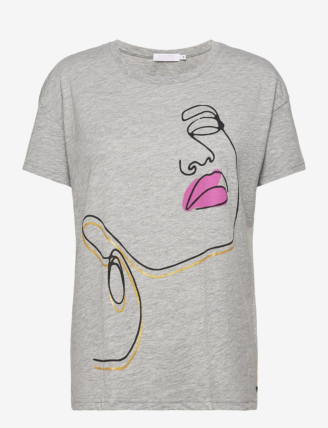 Coster Copenhagen - Oversize t-shirt with normal print - marškinėliai - light grey melange - 0