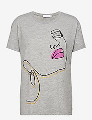 Coster Copenhagen - Oversize t-shirt with normal print - t-shirts - light grey melange - 0