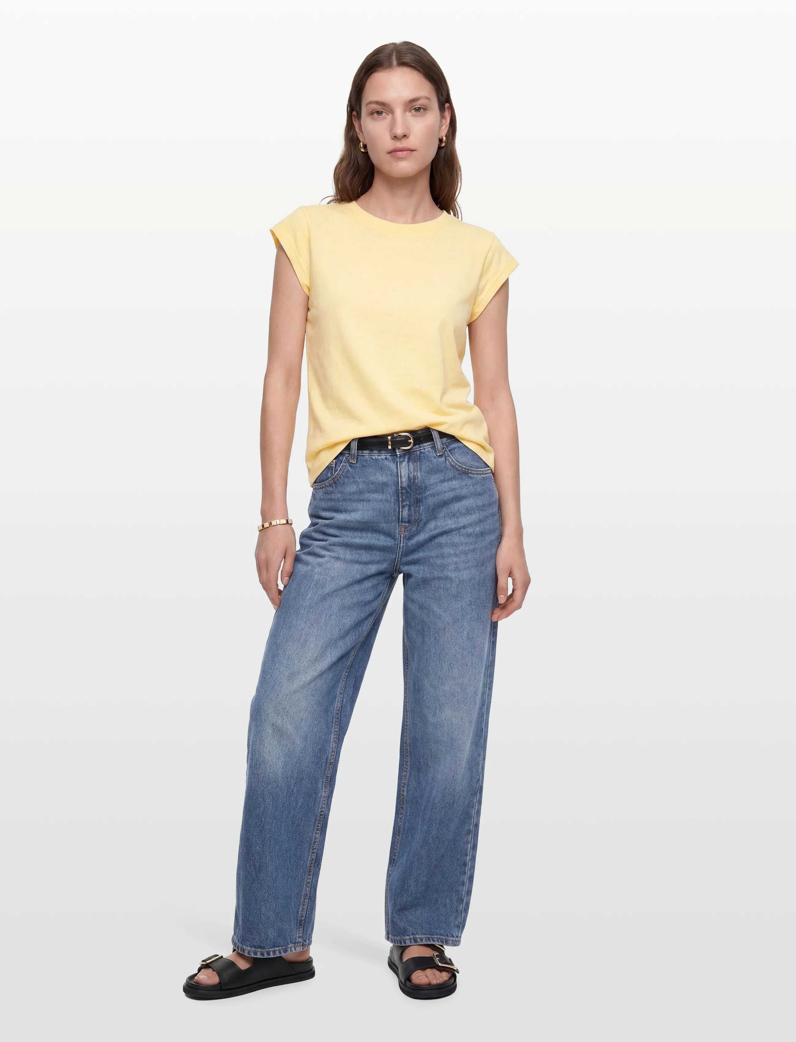 Coster Copenhagen CC Heart basic round-neck t-shirt - Tøj - LIGHT HONEY / yellow