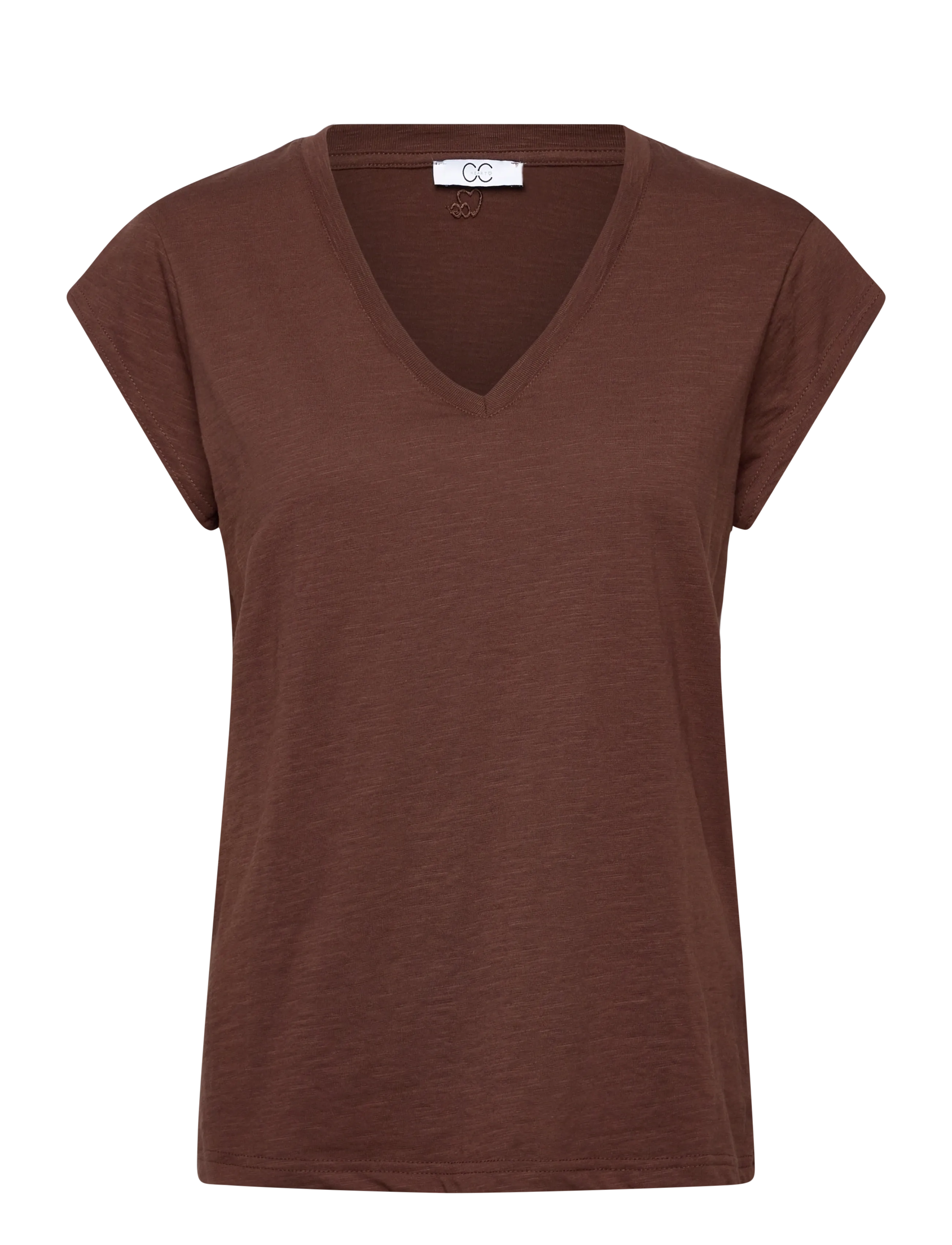 Coster Copenhagen CC Heart basic v-neck t-shirt - Tøj - CHOCOLATE NUT / brown