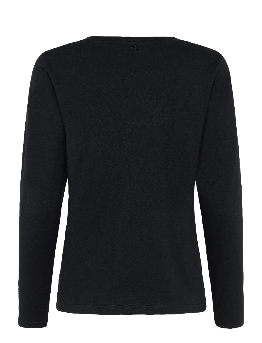 Coster Copenhagen - CC Heart long-sleeve v-neck t-shirt - langærmede toppe - black - 2
