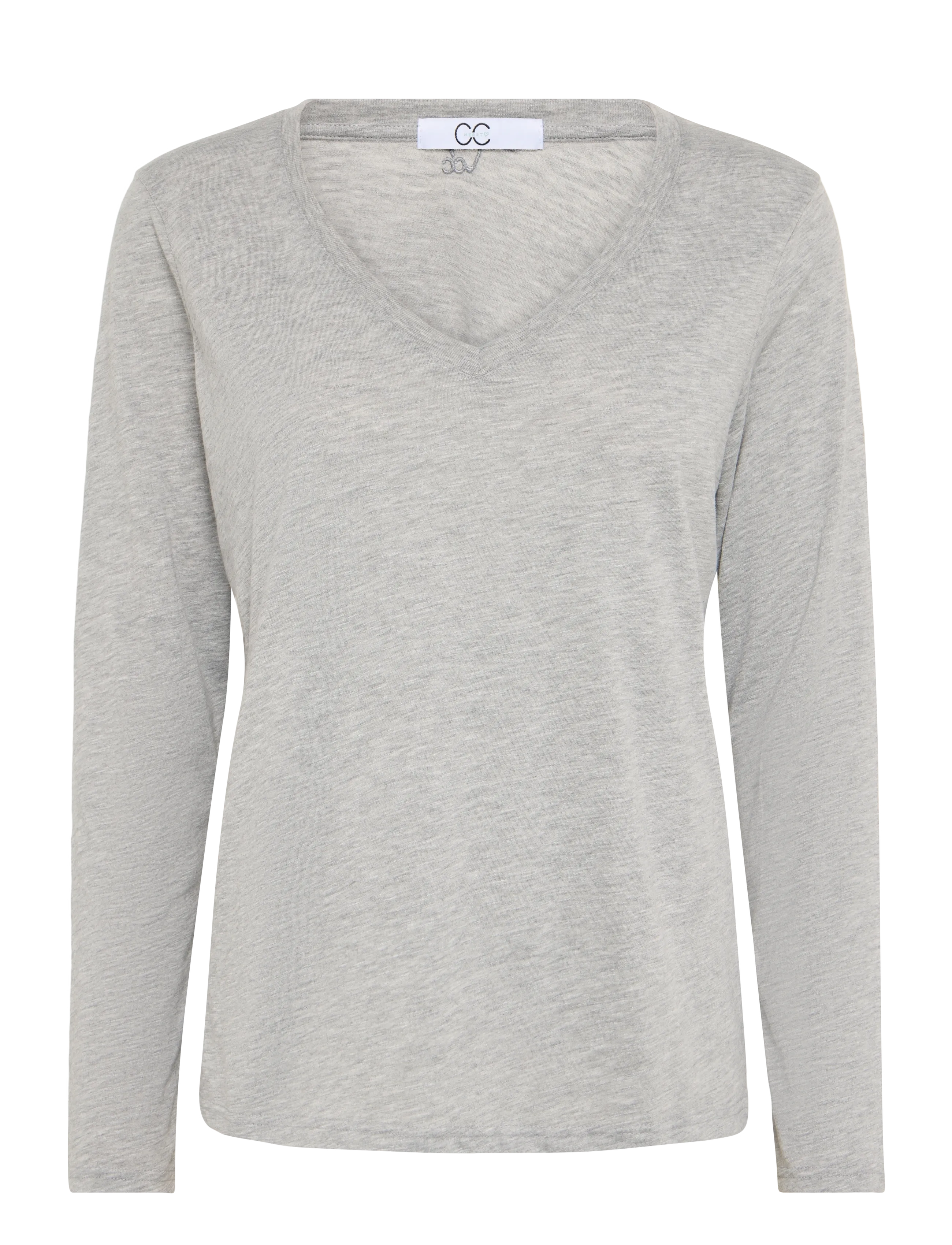 Coster Copenhagen CC Heart long-sleeve v-neck t-shirt - T-shirts & Tops - LIGHT GREY MELANGE / grey