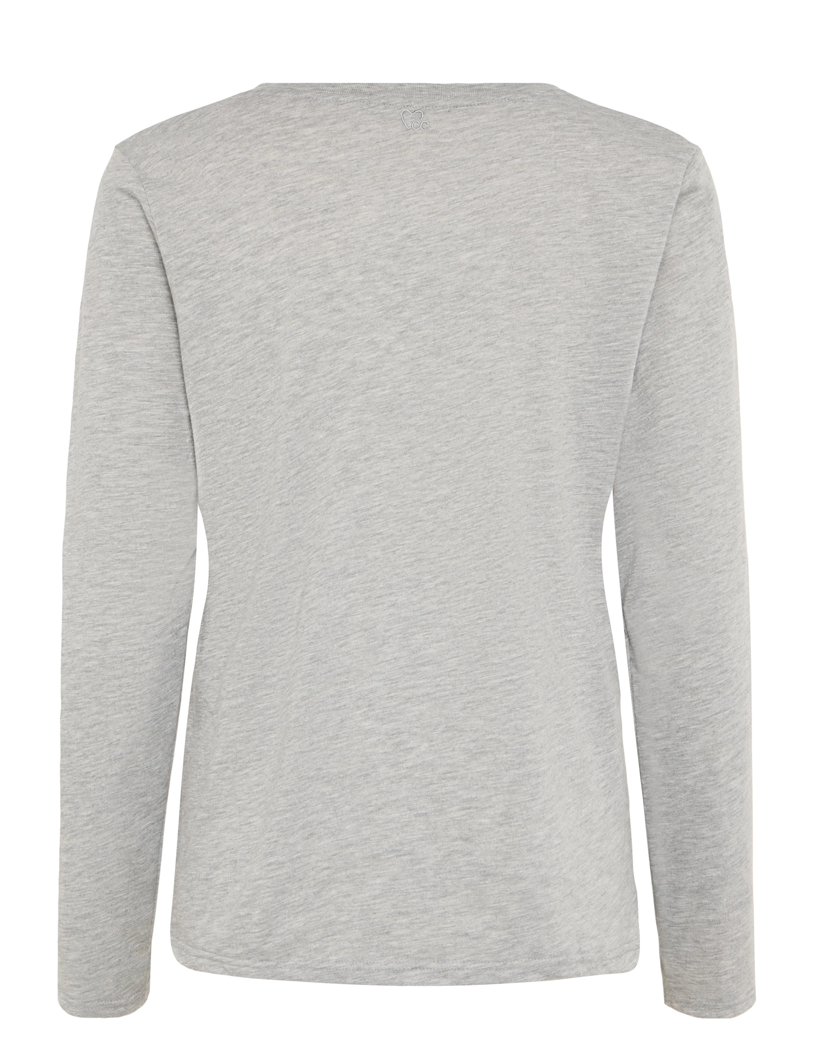 Coster Copenhagen - CC Heart long-sleeve v-neck t-shirt - langærmede toppe - light grey melange - 2
