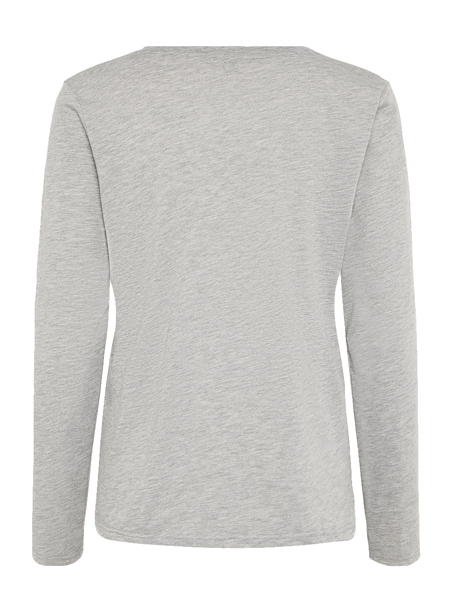 Coster Copenhagen - CC Heart long-sleeve v-neck t-shirt - langærmede toppe - light grey melange - 2