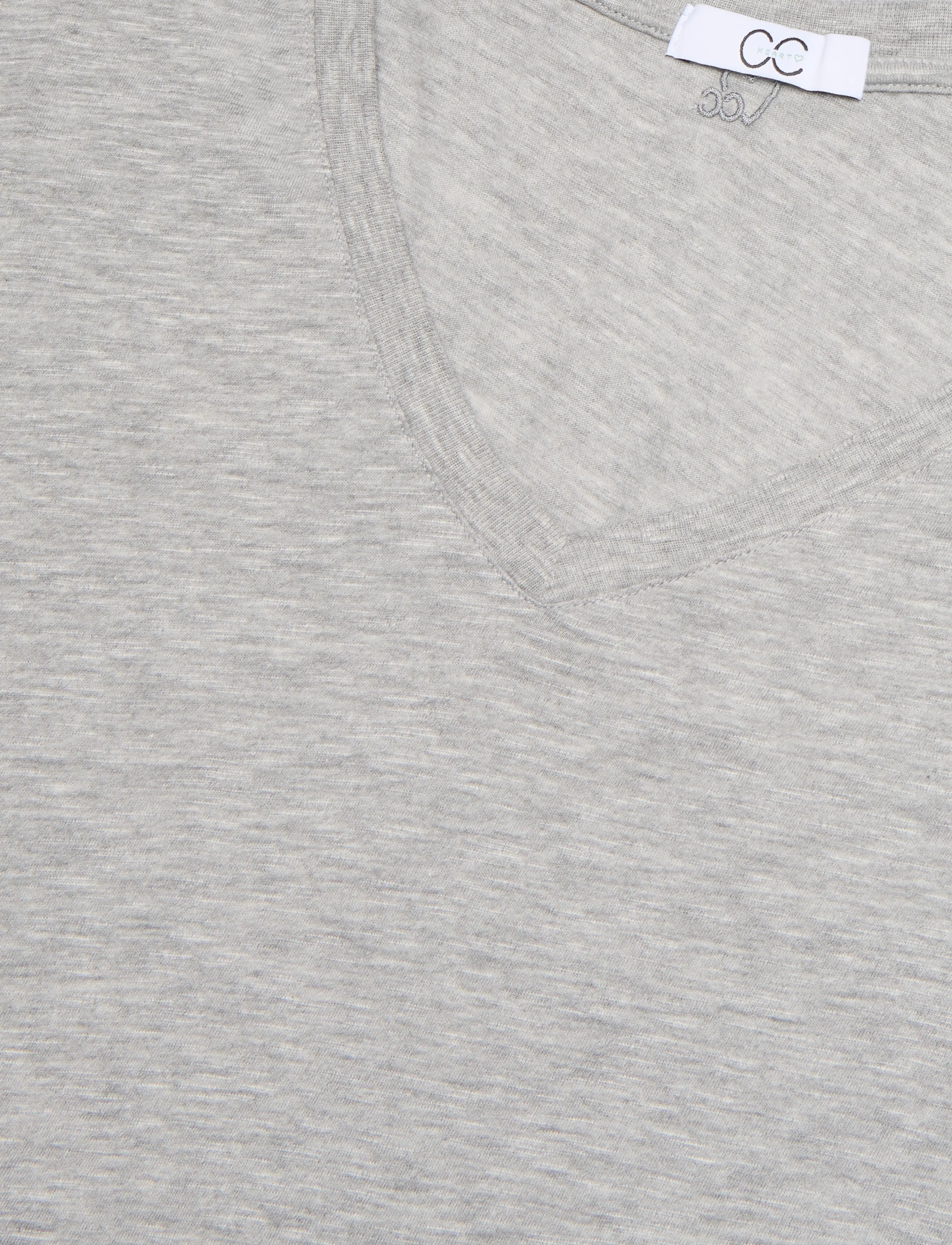 Coster Copenhagen - CC Heart long-sleeve v-neck t-shirt - langærmede toppe - light grey melange - 5