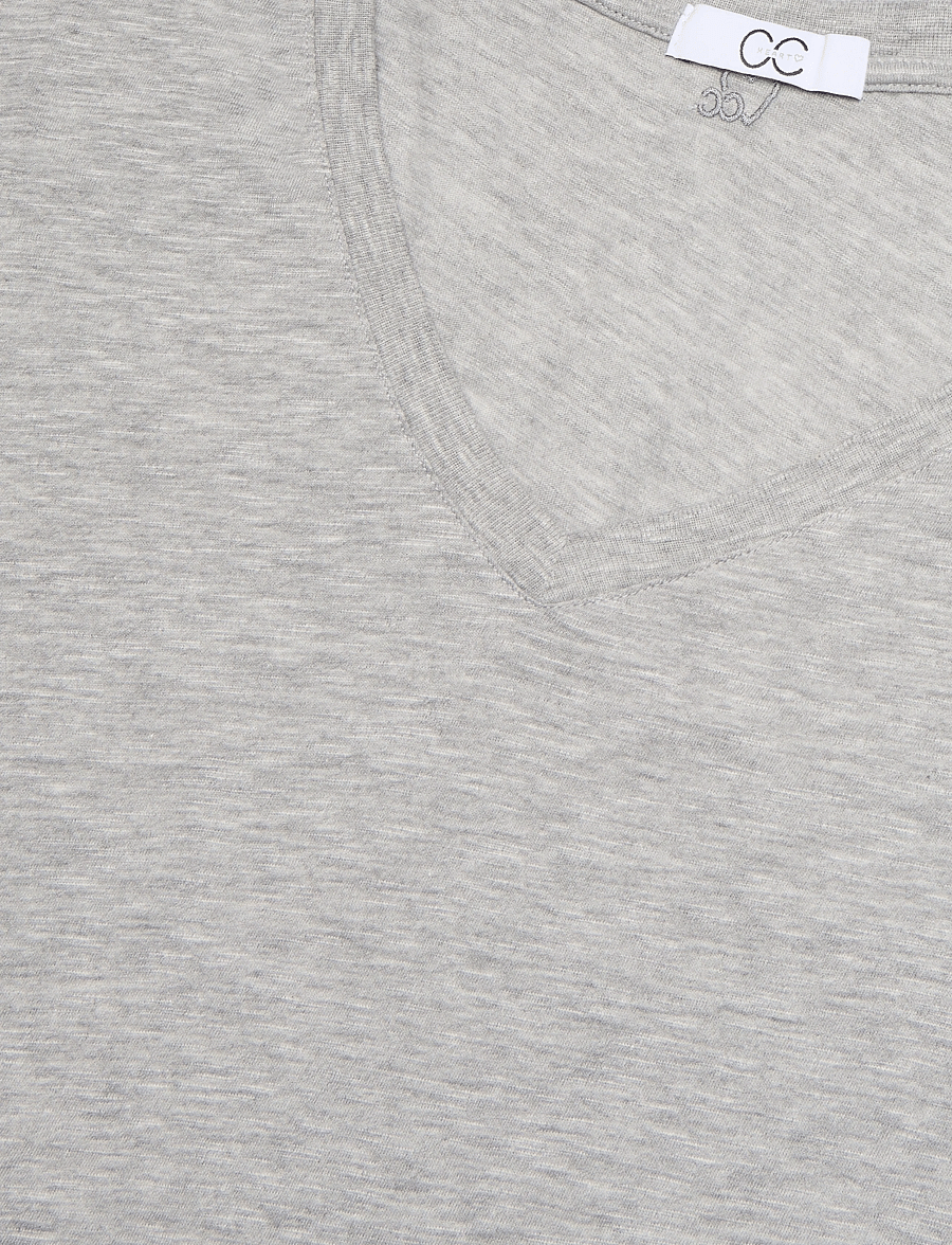 Coster Copenhagen - CC Heart long-sleeve v-neck t-shirt - langærmede toppe - light grey melange - 5