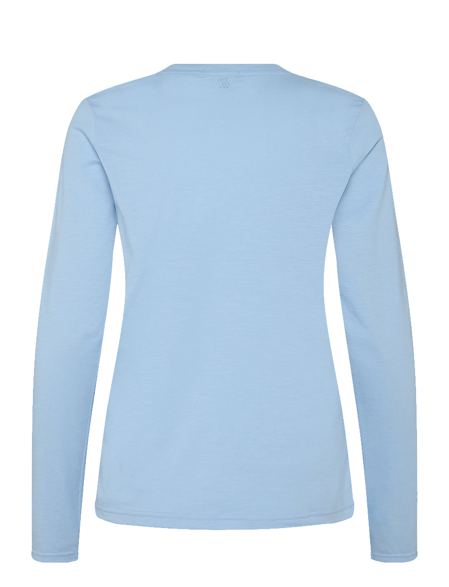 Coster Copenhagen - CC Heart long-sleeve v-neck t-shirt - langärmlige tops - powder blue - 2