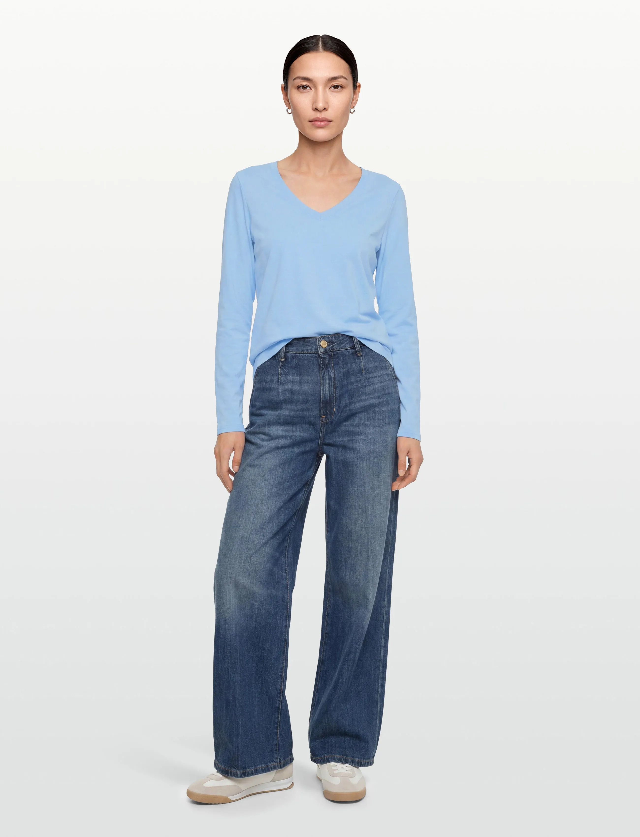 Coster Copenhagen Cc Heart Long-Sleeve V-Neck T-Shirt, M, Blue, T-Shirts & Toppe > Langærmede, Dame