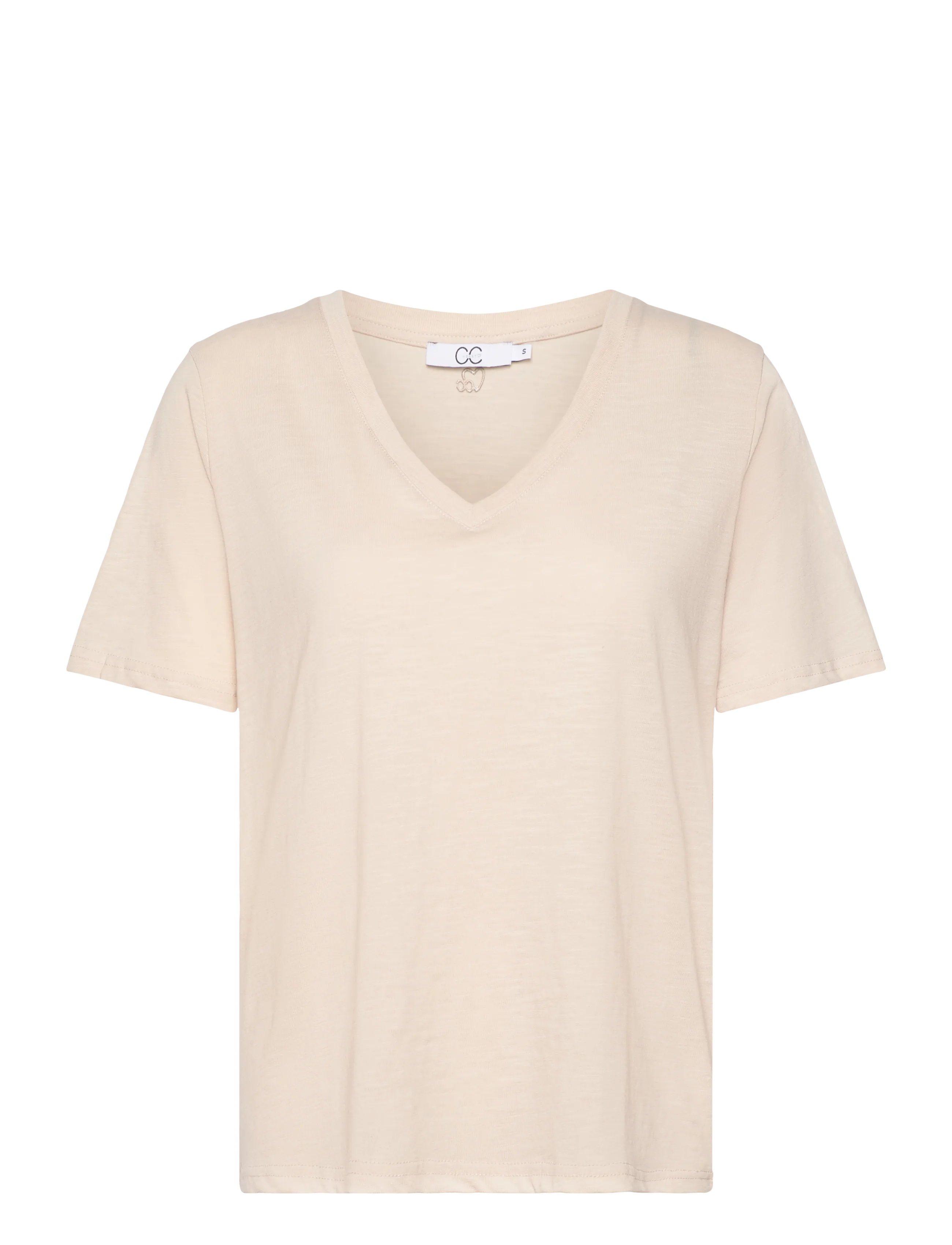 COSTER COPENHAGEN Cc Heart Basic Regular V-Ausschnitt T-Shi Cream - XL - Damen