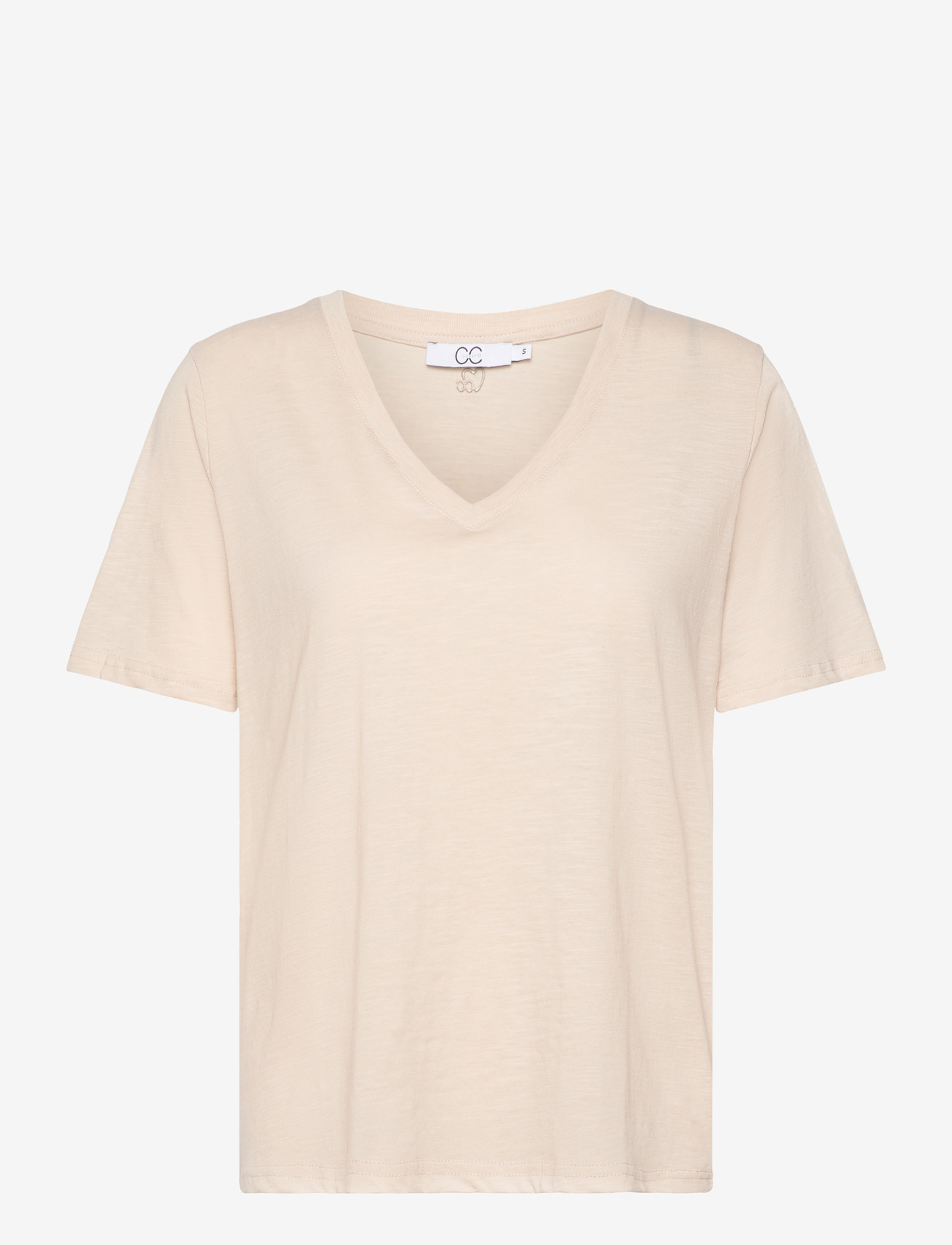 Coster Copenhagen - CC Heart basic regular v-neck t-shi - t-shirts - creme - 0