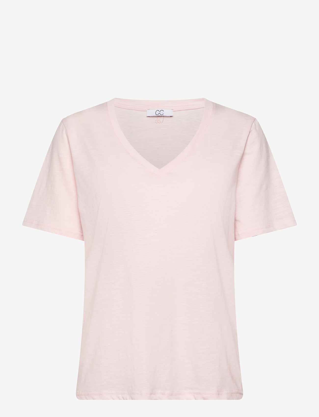 Coster Copenhagen - CC Heart basic regular v-neck t-shi - t-shirts - daisy pink - 1