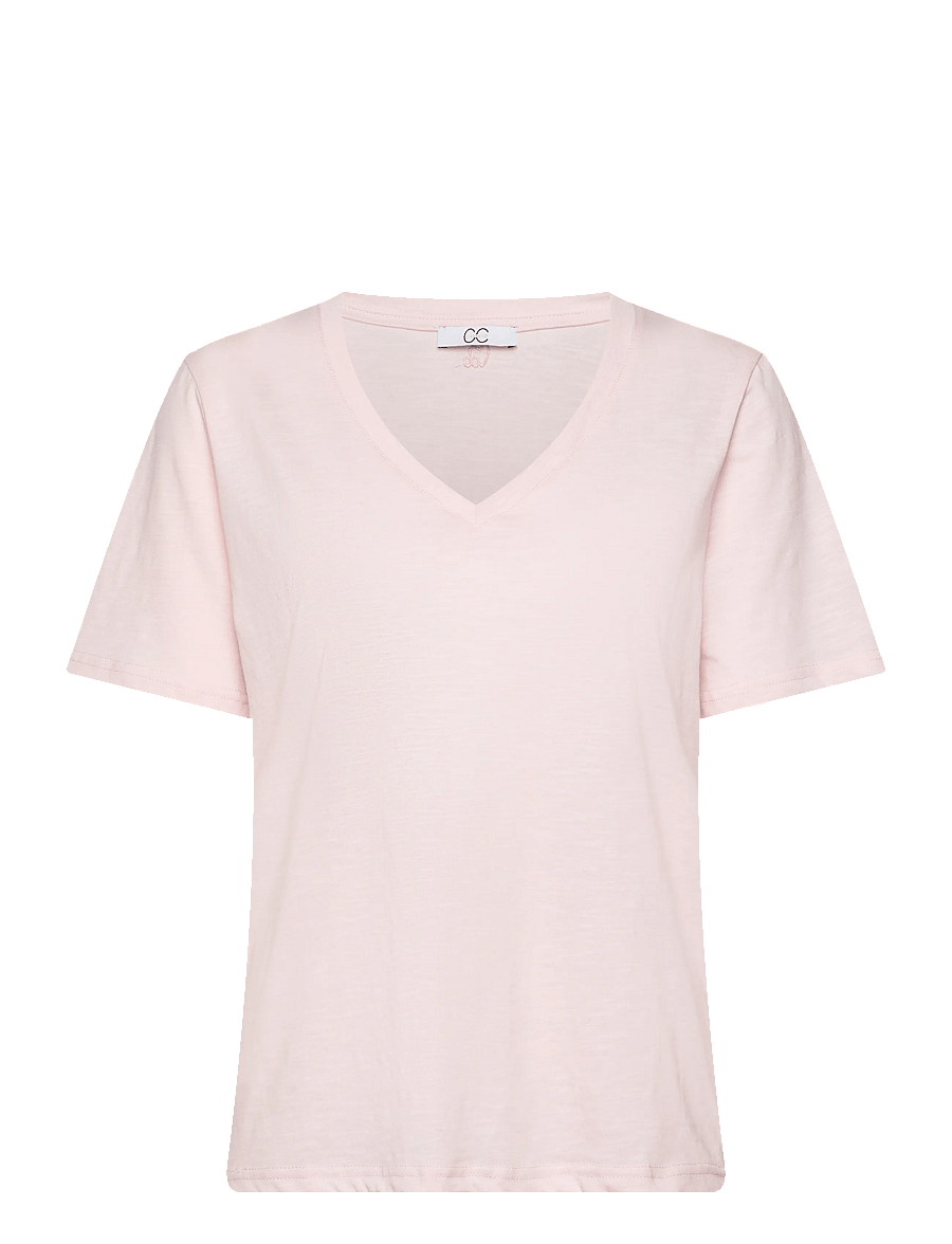 Coster Copenhagen - CC Heart basic regular v-neck t-shi - t-shirts - daisy pink - 1