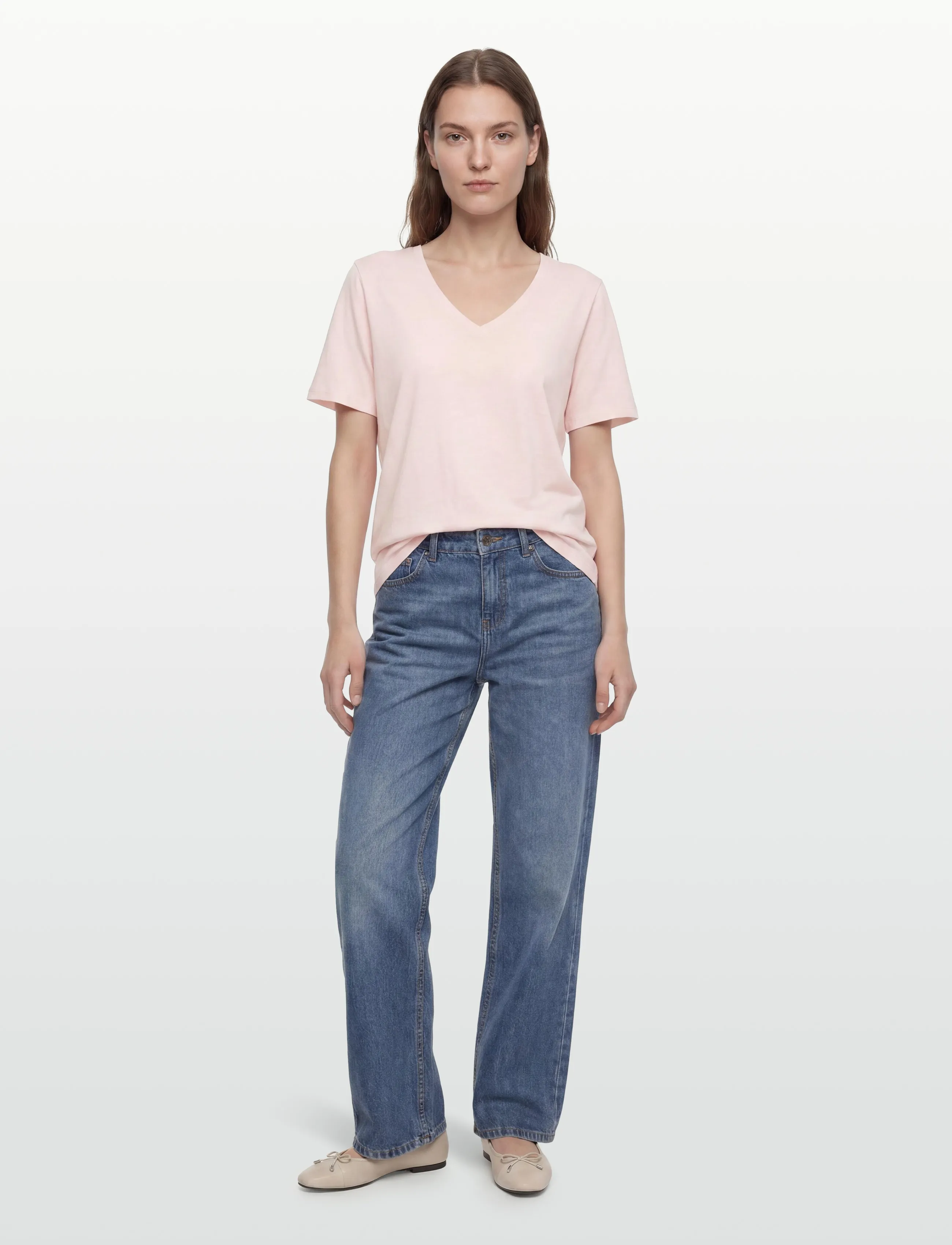 Coster Copenhagen CC Heart basic regular v-neck t-shi - Riided - DAISY PINK / pink/rose