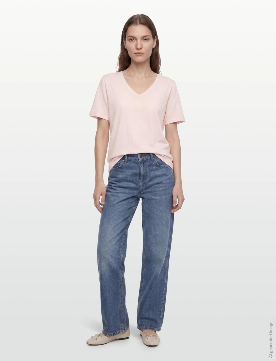 Coster Copenhagen - CC Heart basic regular v-neck t-shi - t-shirts - daisy pink - 0