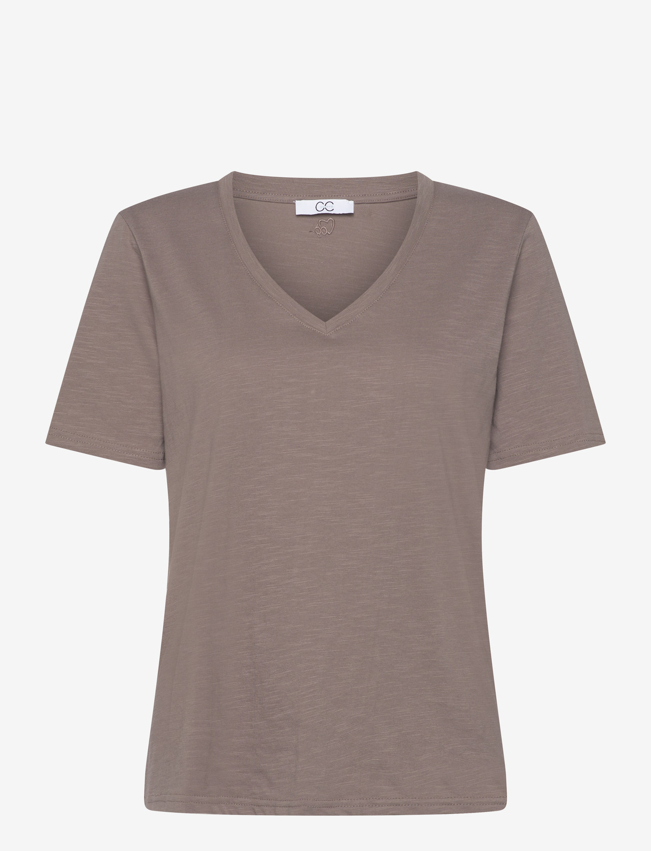 Coster Copenhagen - CC Heart basic regular v-neck t-shi - t-shirts - dark mud - 1