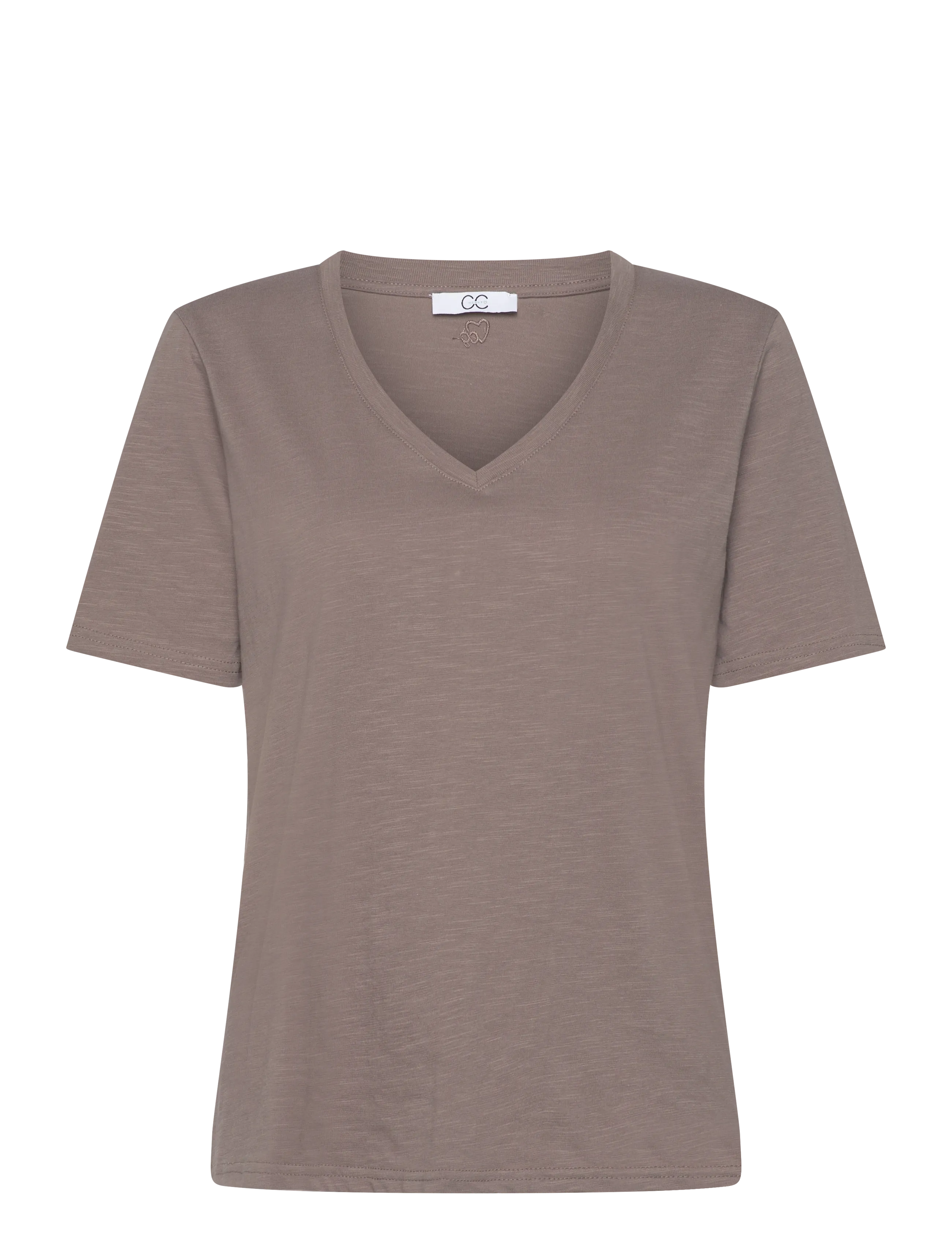 Coster Copenhagen CC Heart basic regular v-neck t-shi - T-särgid ja alussärgid - DARK MUD / beige