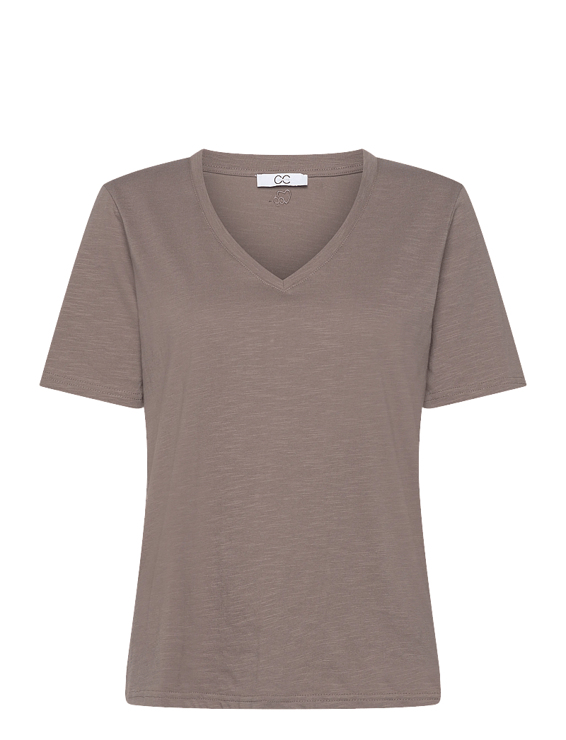 Coster Copenhagen - CC Heart basic regular v-neck t-shi - t-shirts - dark mud - 1