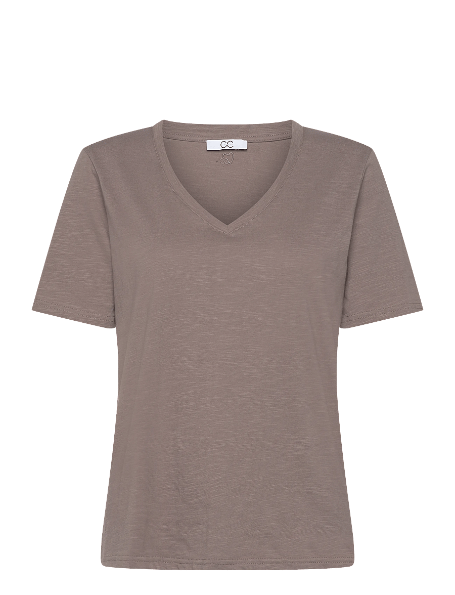 Coster Copenhagen - CC Heart basic regular v-neck t-shi - t-shirts - dark mud - 1