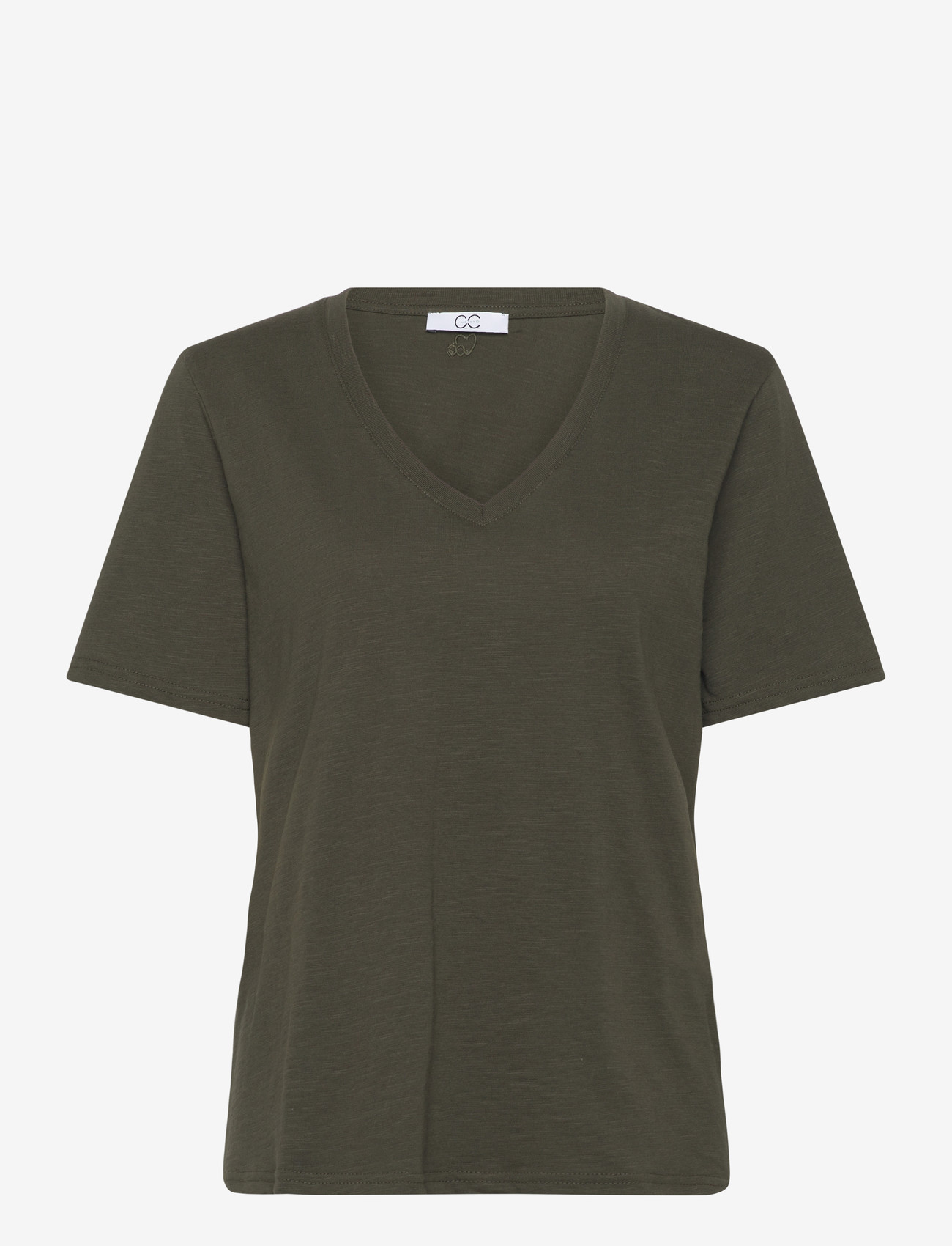 Coster Copenhagen - CC Heart basic regular v-neck t-shi - t-shirts - hunter green - 1