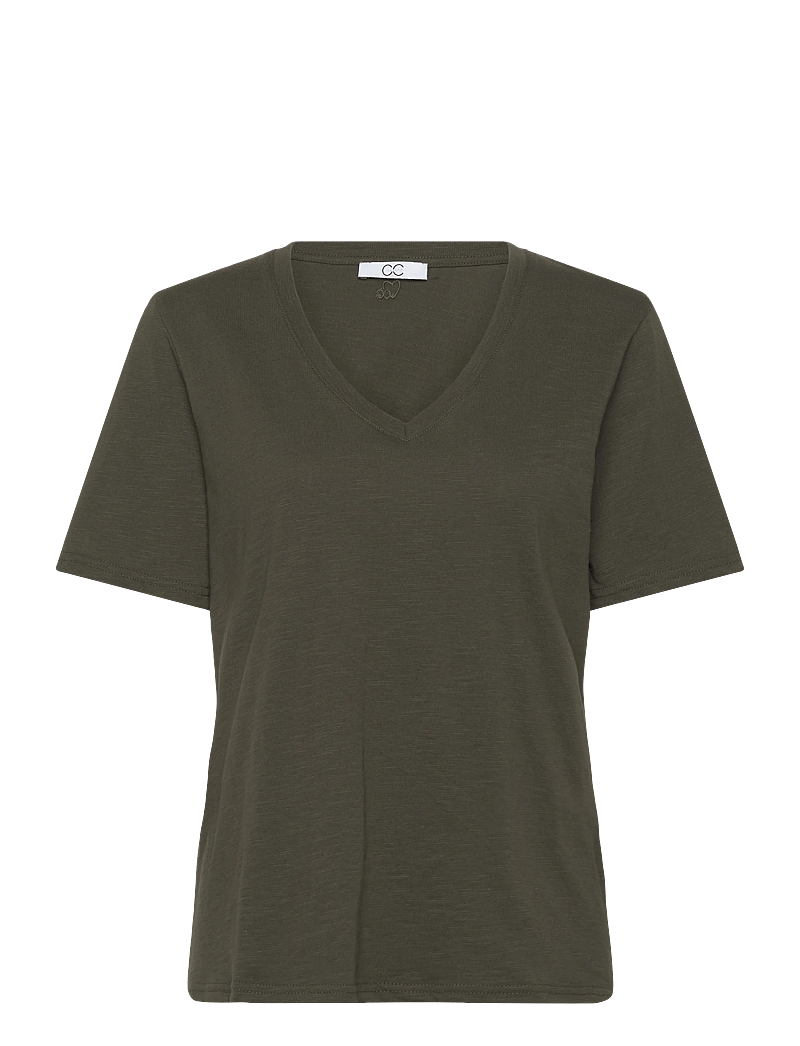 Coster Copenhagen - CC Heart basic regular v-neck t-shi - t-shirts - hunter green - 1