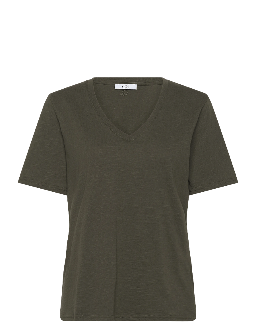 Coster Copenhagen - CC Heart basic regular v-neck t-shi - t-shirts - hunter green - 1