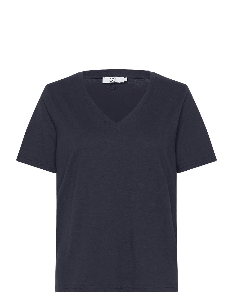 Coster Copenhagen - CC Heart basic regular v-neck t-shi - t-shirts - night sky blue - 1