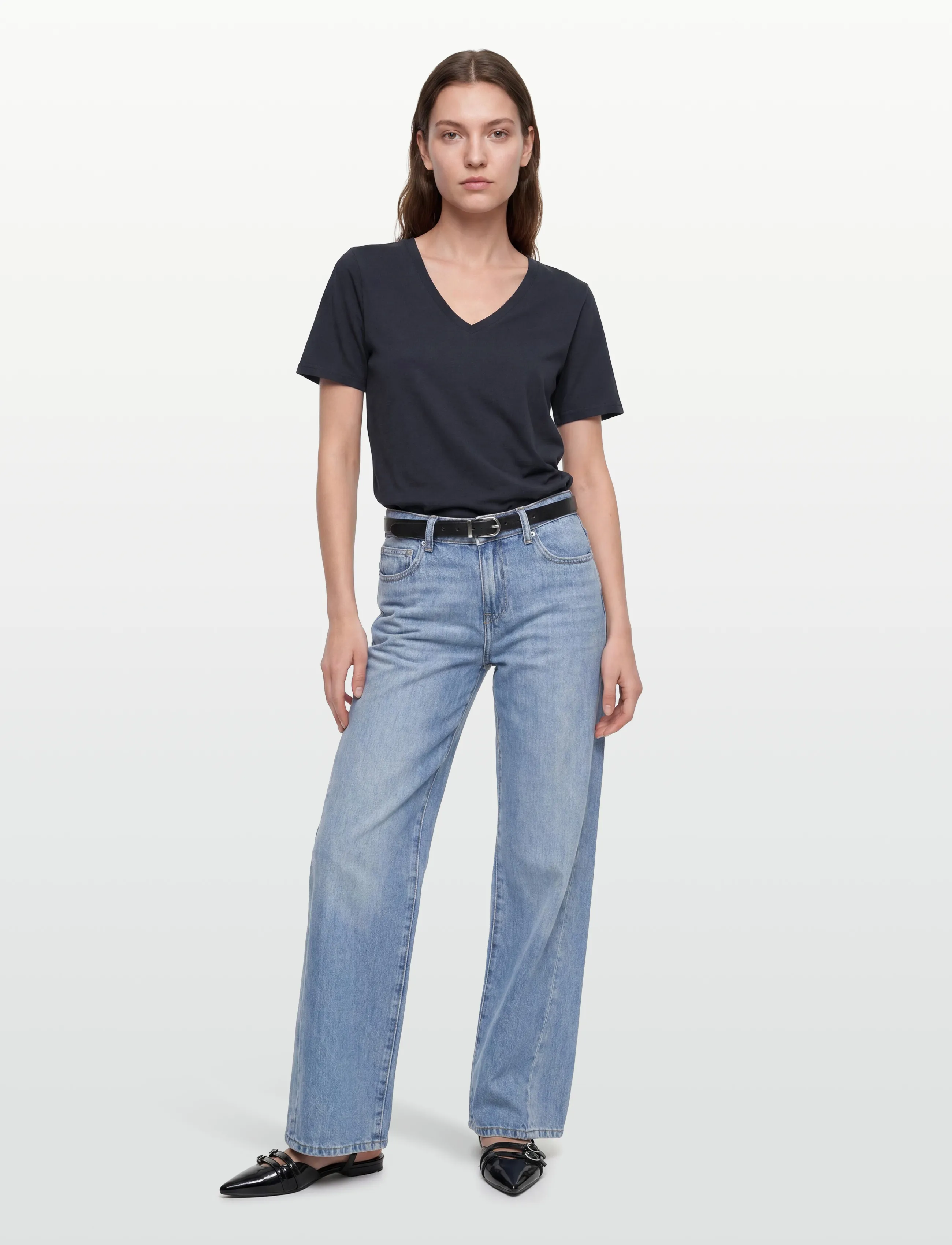 Coster Copenhagen CC Heart basic regular v-neck t-shi - T-shirty & Topy - NIGHT SKY BLUE / navy
