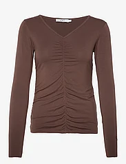 Coster Copenhagen - CC Heart SOFIA gathered front blous - long-sleeved blouses - walnut - 0