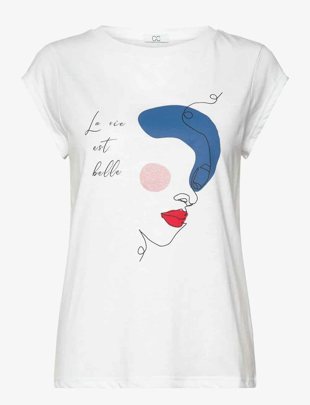 Coster Copenhagen - CC Heart FACE t-shirt - Cap sleeve - t-shirts - white - 1