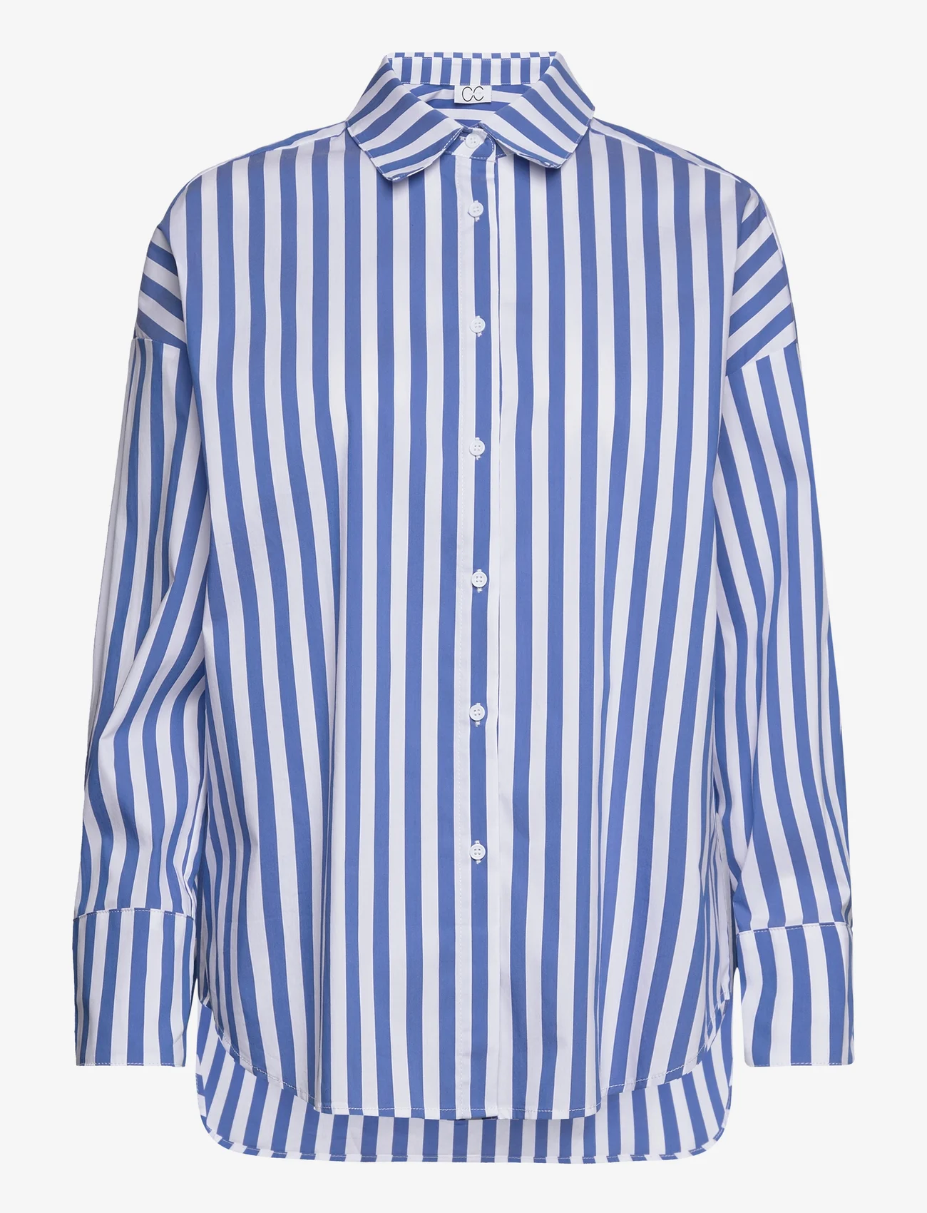 Coster Copenhagen - CC Heart Harper Stripe Oversize Shi - langermede skjorter - blue stripes - 0