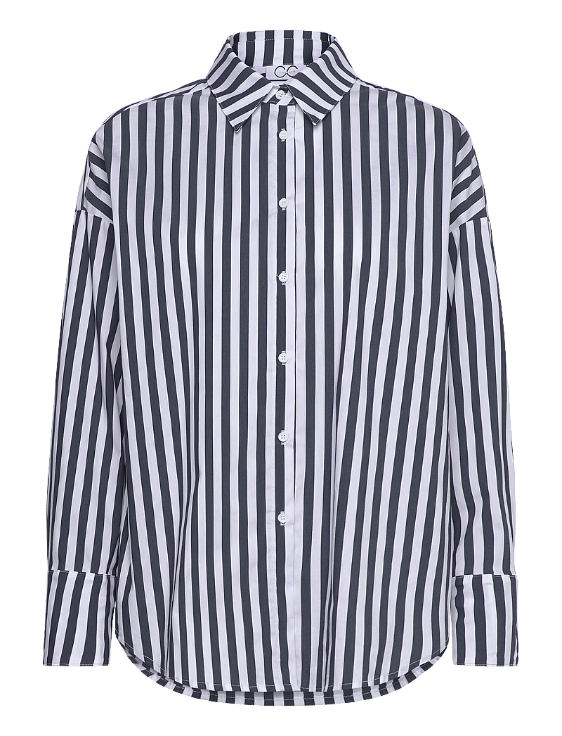 Coster Copenhagen - CC Heart Harper Stripe Oversize Shirt - langärmlige hemden - navy stripe - 0