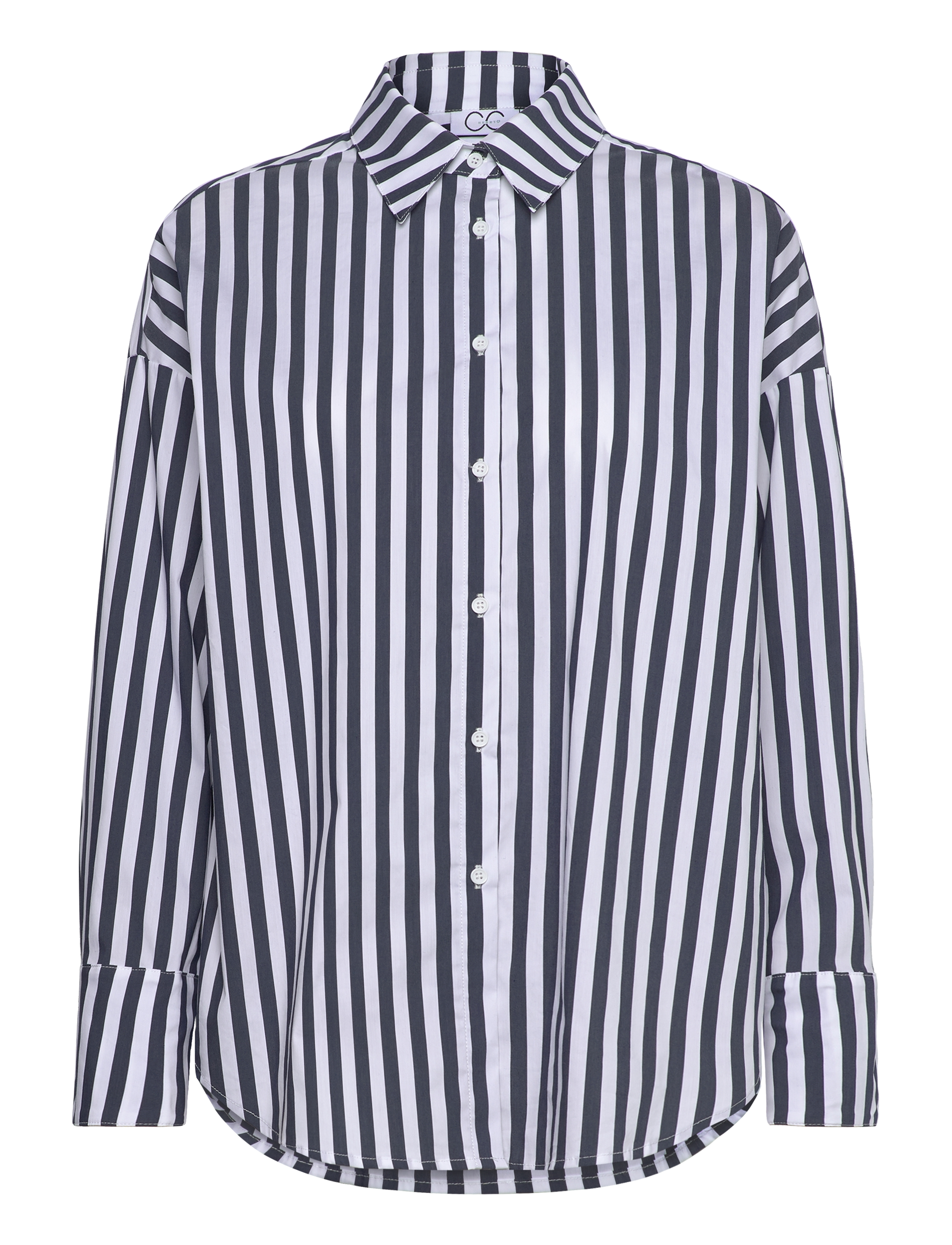 Coster Copenhagen CC Heart Harper Stripe Oversize Shirt - Riided - NAVY STRIPE / navy