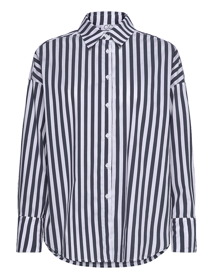 Coster Copenhagen - CC Heart Harper Stripe Oversize Shirt - langärmlige hemden - navy stripe - 0